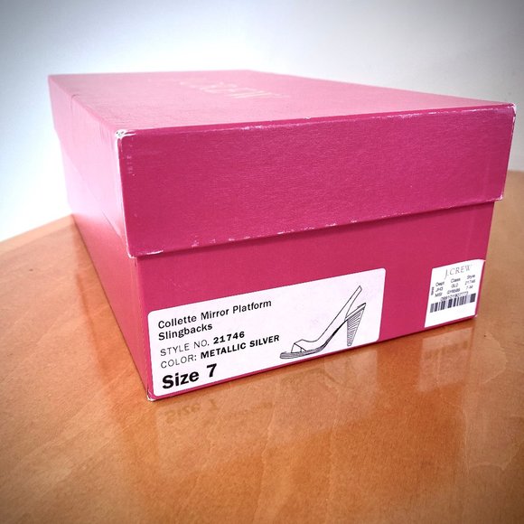 J. Crew RARE Colette Mirror Platform Metallic Silver Slingback Pumps - Picture 16 of 16